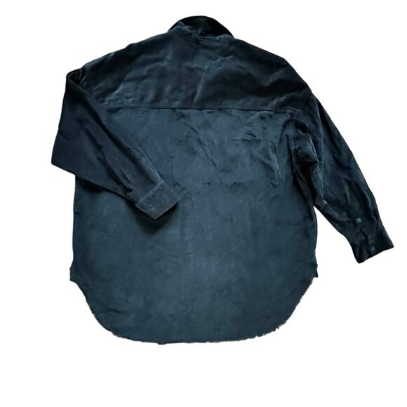 OFFLINE By Aerie Size XL Corduroy Quarter Zip Shacket Shirt Black Oversized Raw - Picture 6 of 7